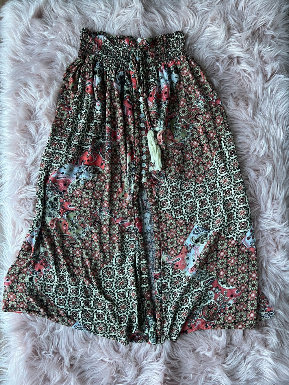 Rachel Zoe Paisley Print Maxi Skirt in Red and Green Large
